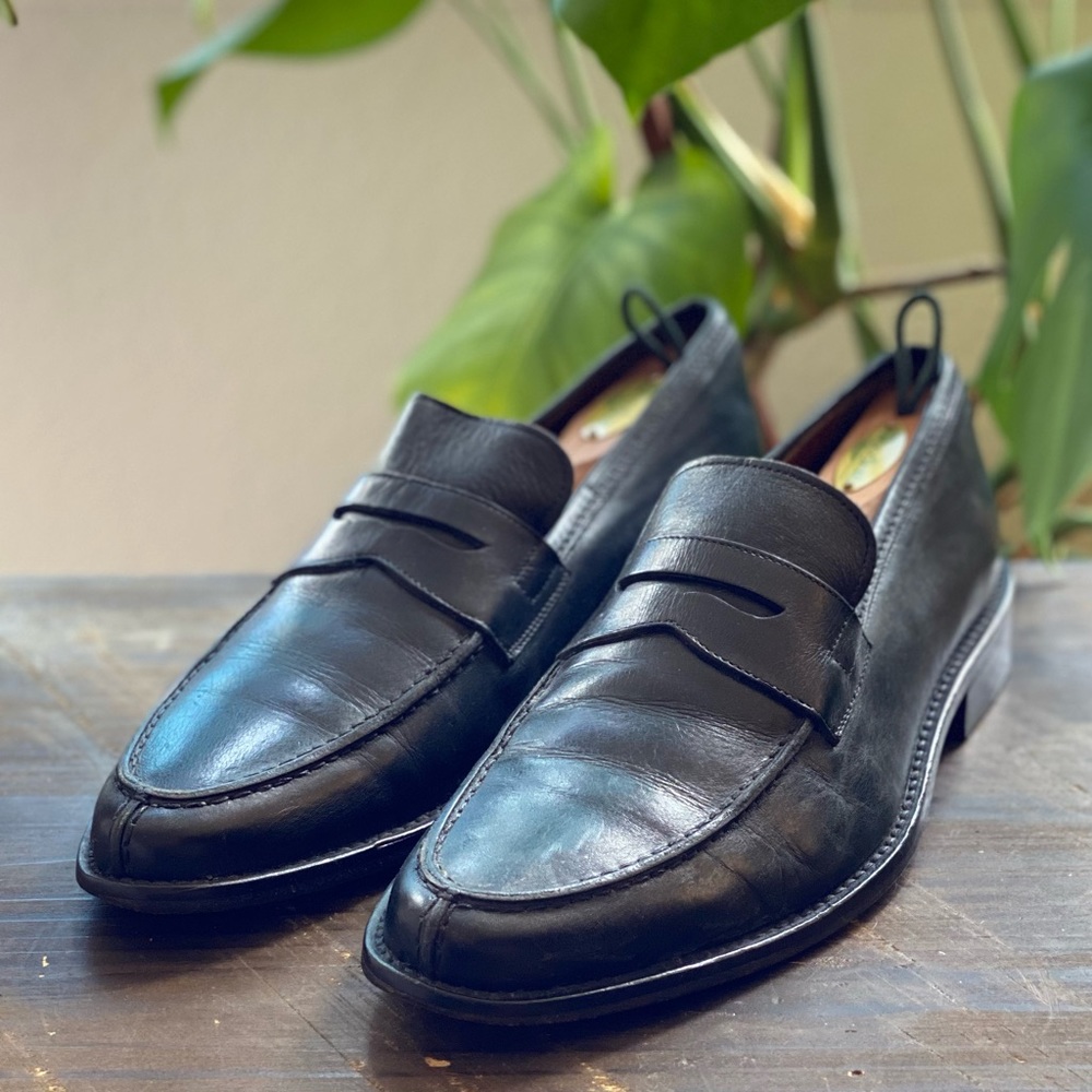 Dolce & Gabbana D&G Black Leather Split Toe Penny Loafers Men's Size 10 (EU 44)*